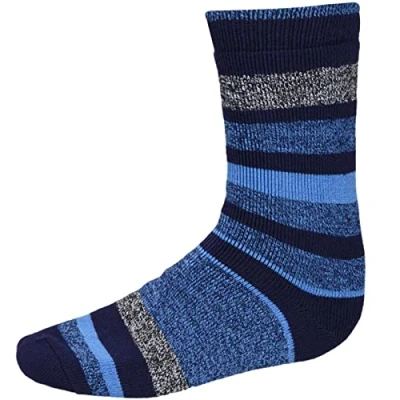 Image of True Face Men Socks Ultimate Heat Holder Thermal Insulated Thick Warm Winter Striped Boot 406A Navy 6 11