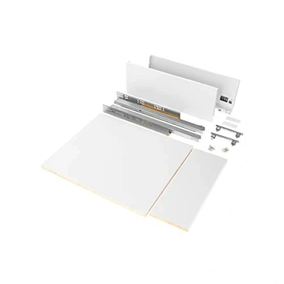 Image of Emuca Drawer Kit for Kitchen or Bathroom with Included Boards and Total Extraction Slides Soft Closing, 93mm (3,6 inch) Height 900mm (35,4 Module 500mm (19,7 Depth, White.