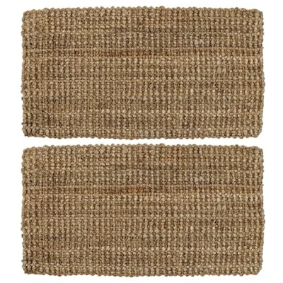 Image of VL Natural Jute Coir Doormat Hand Woven Moris Spun Boucle Loop Door Mat Runner Rug Entrance Hallway and Living Room Floor Carpet Environmentally Friendly Inside Doormats (40 x 70 cm (Pack of 2))