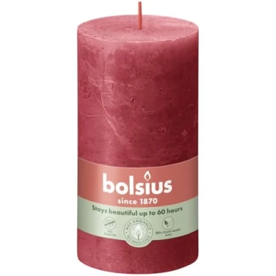 Image of BOLSIUS Delicate Red Rustic Shine Pillar Candle 13cm x 7cm