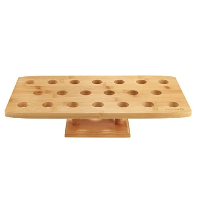 Image of BambooMN 16.3 Inch Natural Bamboo Wide Oblong Food Cone Display Tamaki Stand for Restaurants, Catered Events, Party or Buffets, Holds up to 20 Cones