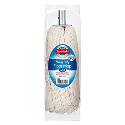 Image of Homeshopa Mop Heads Replacement, Cotton with Metal Push in Socket, Super Absorbent Refill Head, Heavy Duty for All Around Floor Cleaning (Size 20, Pack of 1)