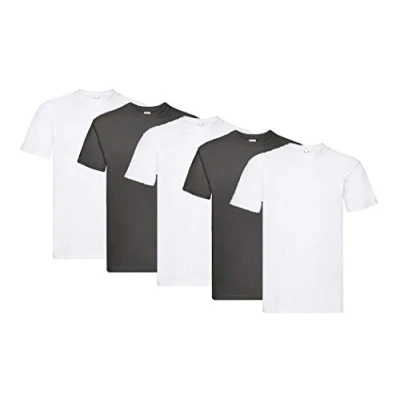 Image of Fruit of the Loom Men&#039;s Super Premium Short Sleeve T Shirt (Pack 5), 3white2navy, XL