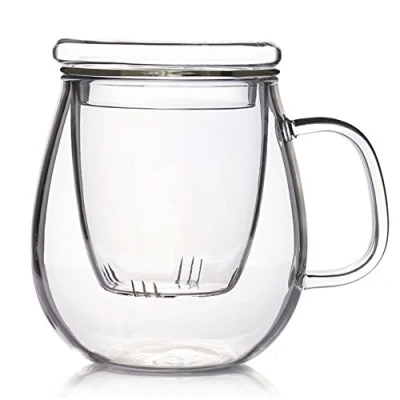 Image of TAMUME 500ml Glass Tea Mug with Filter and Lid for One Set (500ml Roomy)