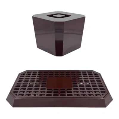 Image of Chabrias Ltd Uni Bar Rectangular Plastic Drip Tray &amp; Ice Bucket Essential For Nightclub Pub Restaurant (Brown) Made in England
