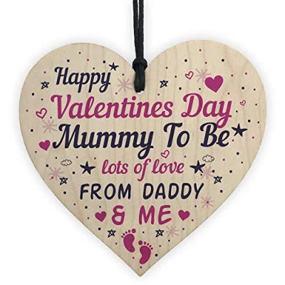Image of RED OCEAN Valentines Day Card For Mummy To Be Gift From The Bump Keepsake Wooden Heart