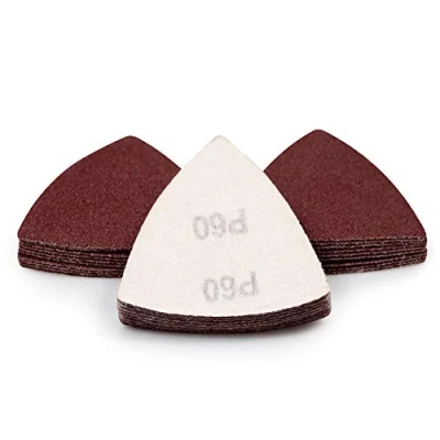 Image of SPEEDWOX 30 Pcs Hook and Loop Triangle Sandpaper 60 Grit 80mm 3 1/8 Inches for Oscillating Multi Tool Detail Sander Sanding Discs Pads