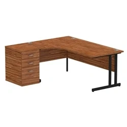 Image of Impulse 1800 L Crescent Desk Walnut Black Cantilever 600 High Ped