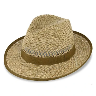 Image of fiebig Bogart Straw Hat for Women &amp; Men Summer with Ribbon Edging Sun Wide Brim Fedora Made in Italy Colour Nature Many Sizes