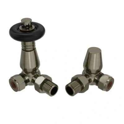 Image of Warmehaus 15mm Traditional TRV Thermostatic Corner Radiator Valve with Lockshield Polished Antique Brass