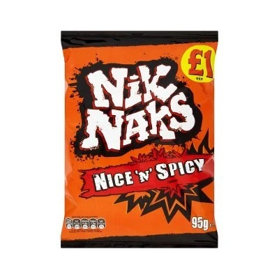 Image of Nik Naks Nice &#039;N&#039; Spicy Flavour 95g (Pack of 12 x 95g)