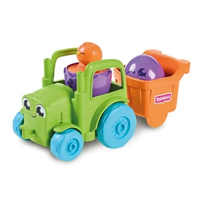 Image of Toomies E73219C Tomy Hide and Squeak 2 in 1 Transforming Tractor, Push Along Egg Character, Educational Shape Sorter with Colours Sound, Toy for Baby Boys &amp; Girls Aged 1, 3 Years Old