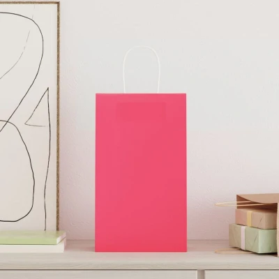 Image of vidaXL Paper Bags 50 pcs with Handles Pink 21x11x36 cm