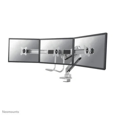 Image of Newstar Neomounts by Select Full Motion Dual Desk Mount (clamp &amp; grommet) with crossbar and handle for three 17 27&quot; Monitor Screens, Height Adjustable
