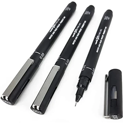 Image of Uni Pin Fineliner Drawing Pen Black 0.03mm Pack of 6