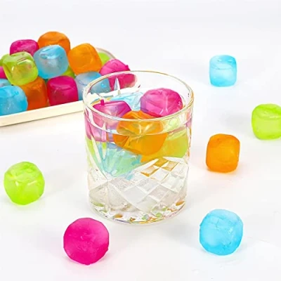 Image of Vinsani 18 Pack Water Filled Ice Cubes Reusable Fast Freeze Frozen Cold Drink Freezer Chilled for Drinks Ideal BBQ Parties, Summer Picnics or General Use Multicoloured