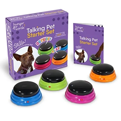Image of Hunger for Words Talking Pet Starter Set, Recordable Buttons Dogs, Dog Buttons, Teach Your to Talk