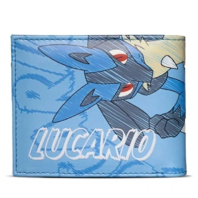 Image of Pokemon Lucario #448 All Over Print Bi Fold Wallet Male Blue MW608606POK