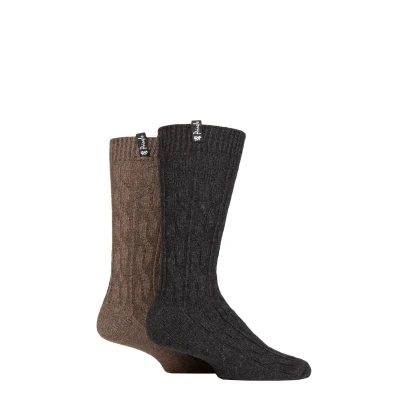 Image of Mens 2 Pair Pringle Recycled Wool Boot Socks Charcoal 7 11