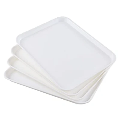 Image of Bblina Plastic Serving Trays, Rectangular Fast Food Tray Set of 4