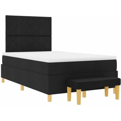 Image of vidaXL Box Spring Bed with Mattress &amp; Bench Black 120x200 cm Fabric