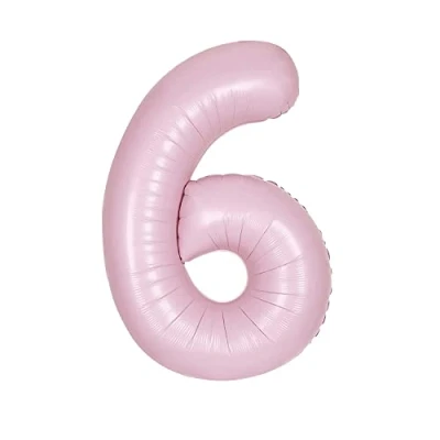 Image of Giant Foil Number 6 Balloon 86 cm Matte Baby Pink