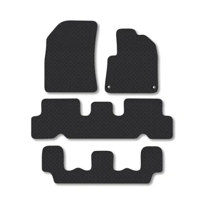 Image of Rubber Car Mats Compatible with Citroen C4 Grand Picasso (2015 2022) Tailored Fit Floor Set Accessory Black Custom 4 Pieces Clips Anti Slip Backing, Heavy Duty &amp; Waterproof