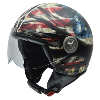 Image of NZI 490004G601 3D Vintage II Peace Open Face Motorcycle Helmet, American Flag, XL