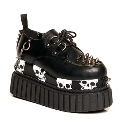 Image of LAMODA Womens Nervous Platform, Black Skull, 6 UK