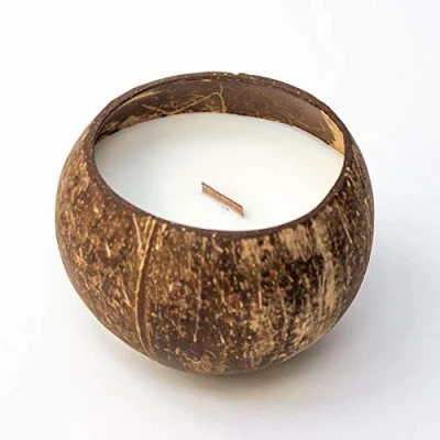 Image of Coconut Bowl Candle Toasted Scented Soy Wax Hand Poured 100% Biodegradable