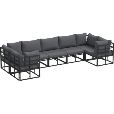 Image of vidaXL Garden Sofa Set 7 pcs Black Aluminium