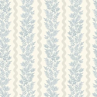 Image of Foliage Stripe Modern Scandinavian Style Lightly Textured Wallpaper in Neutral/Blue Perfect for Bedrooms, Living Rooms, Hallways and Restrooms by Holden 13961