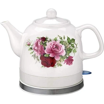 Image of Hokcus Electric Ceramic Cordless Kettle Teapot Retro 1.2L Jug, 1200W Removable Base, Boil Dry Protection/C/C