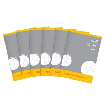Image of Silvine A4 Book Keeping Ledger, 32 Pages Printed &#039;Double Entry&#039; Ref SJA4L P [Pack of 6]