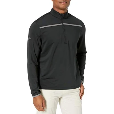 Image of Callaway Men&#039;s Weather Series ¼ Zip Mock Neck Pullover for Men, Extended Sizes, Men’s Performance Apparel, Black, 4XL