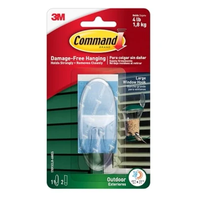 Image of Command Outdoor Window Hook, Large, Clear, 1 Hook (17093CLR AWES)