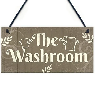 Image of RED OCEAN The Washroom Shabby Chic Novelty Bathroom Toilet Signs And Plaques Sign For Door Decor