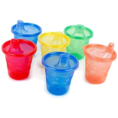 Image of Nuby ID91121A Pick Nick Drinking Cup Set With 6 Cups And Lids 210ml, Assorted Colors