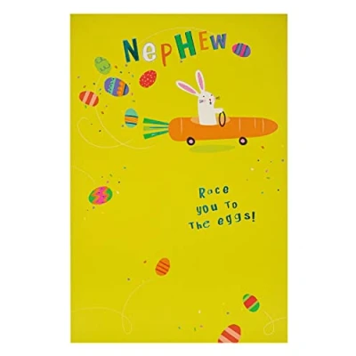 Image of UK Greetings Nephew Easter Card with Envelope Bunny Car Design
