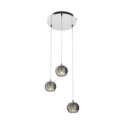 Image of Crystal Cluster Pendant Ceiling Light, Glass, 3x G9