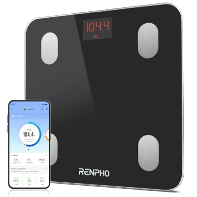 Image of Bluetooth Body Fat Scale, RENPHO Digital Smart Bathroom Weight Scales for Composition Analyzer with Smartphone App, 13 Measurements Fitness, Black, Elis 1