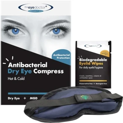 Image of The Eye Doctor Essential Treatment Bundle Reusable Hot Cold Compress &amp; 20x Single Use Eyelid Wipes for Dry Eye, Blepharitis MGD Microwave Safe Mask