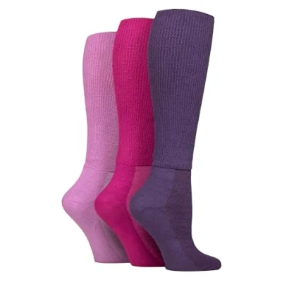 Image of IOMI Knee High Diabetic Socks 3 Pack Bamboo Non Elastic for Swollen Feet Long Extra Wide Binding Soft Top