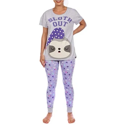 Image of Harry Bear Womens Sloth Pyjamas Purple Size Medium