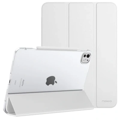 Image of MoKo for iPad Pro 13 Inch Case M4 2024 (7th Gen), Ultra Slim Stand with Hard PC Translucent Back Shell Cover Model (A2925/ A2926/A3007), Support Apple Pencil Pro, White