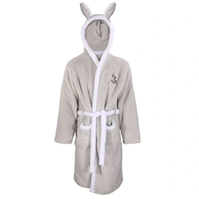 Image of Disney Womens Thumper Dressing Gown Supersoft Fleece Bambi Robe Grey S M