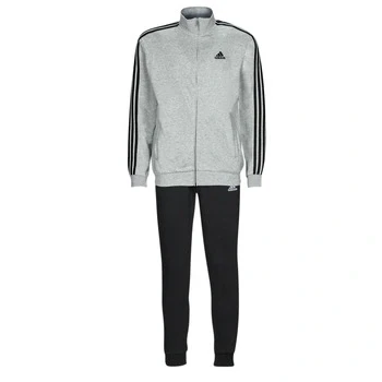 Image of adidas Men&#039;s Basic 3 Stripes French Terry Track Suit, Medium Grey Heather/Black, XXL
