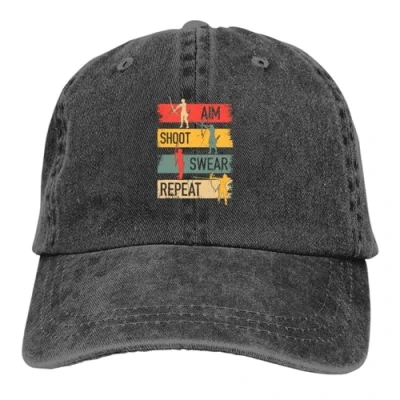 Image of OAUMJIIL Aim Shoot Swear Repeat Archery Baseball Caps Peaked Cap Sports Sun Shade Hats for Men Women
