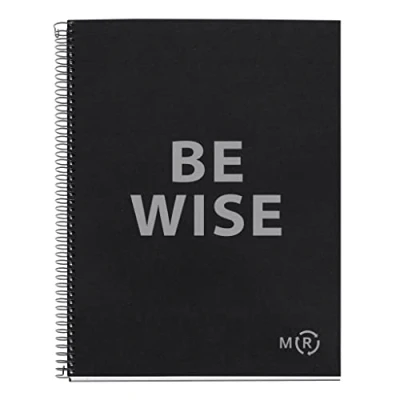 Image of Miquelrius Be Eco A4 Notebook, 80 Sheets 90 g/m², 7 mm Horizontal Lines, 1 Colour Strip, Hardback Cover, Messages, Charcoal Grey