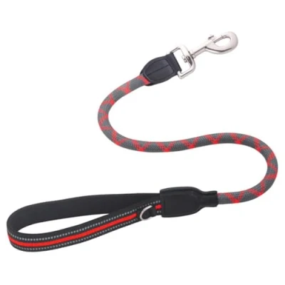 Image of Short Dog Leash, Elastic Nylon Leads, Training Lead Rope with Padded Handle &amp; Reflective Stitching for Small Medium Large Dogs